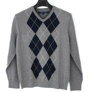 Tommy Hilfiger Argyle Cotton V-neck Sweater